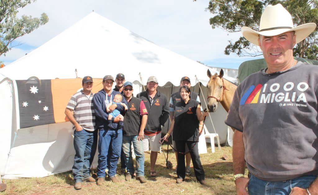 TERRITORIANS: (foreground) Ray Cook with his fellow Northern Territorians (from left) Grant Clarke, Gavin Howie, Wade Howie, Tyson Armstrong, Steve Nolan, Brenton 'Crasher' Ascoli, Greg Thompson Lauren Howie and Cream Puff the horse. TERRITORIANS: (foreground) Ray Cook with his fellow Northern Territorians (from left) Grant Clarke, Gavin Howie, Wade Howie, Tyson Armstrong, Steve Nolan, Brenton 'Crasher' Ascoli, Greg Thompson Lauren Howie and Cream Puff the horse.